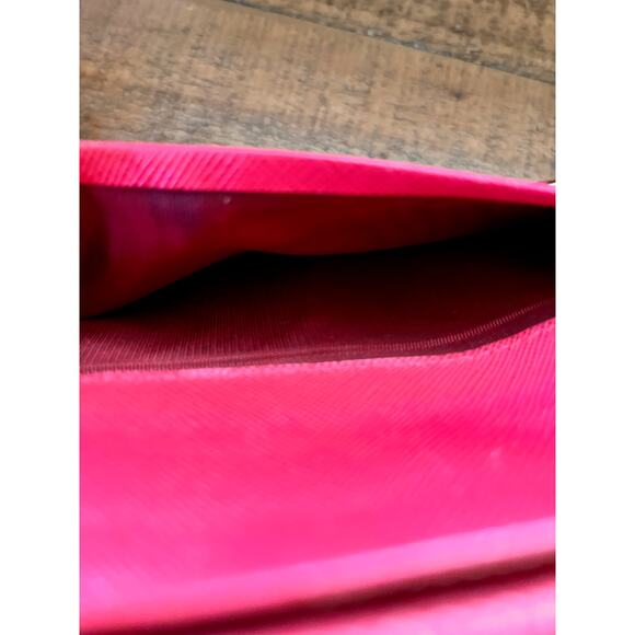 PRADA Pink Saffiano Leather Continental Bow Wallet With Authenticity Card - Picture 13 of 15